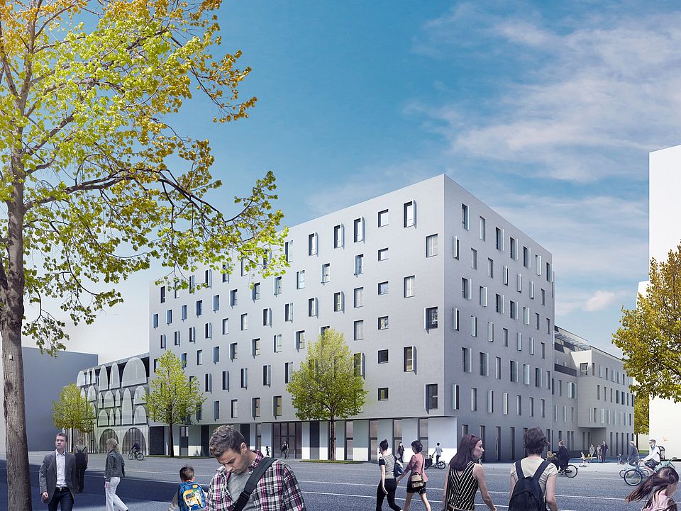 Visualisierung Seestadt Aspern J12 - SchreinerKastler Seestadt Aspern J12 - Visualisierung Stuwo Studentenwohnheim - Copyright Schreinerkastler